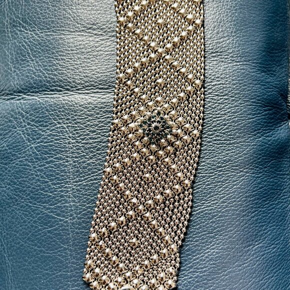 Stunning SG Liquid Metal Bracelet with Blue Swarovski Crystals - Picture 1 of 6